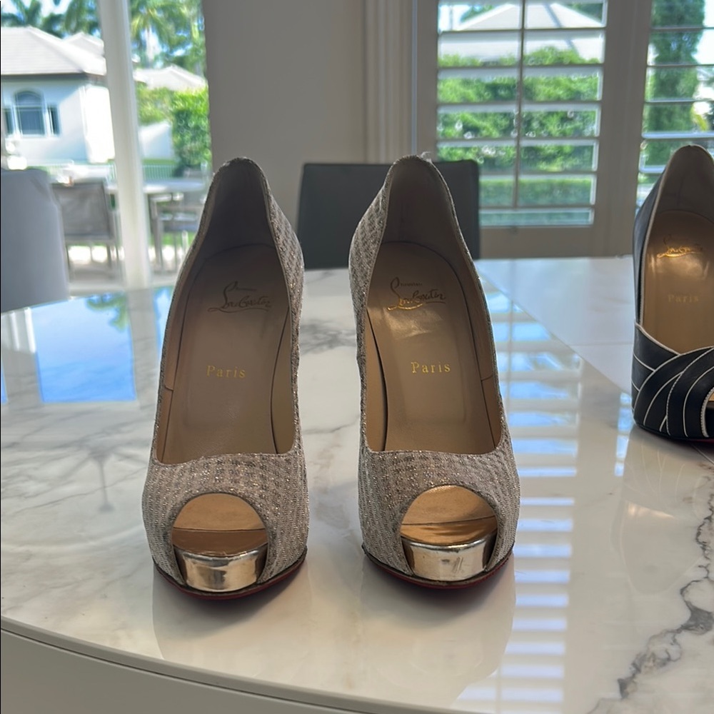 Christian Louboutin Silver Stiletto Heels